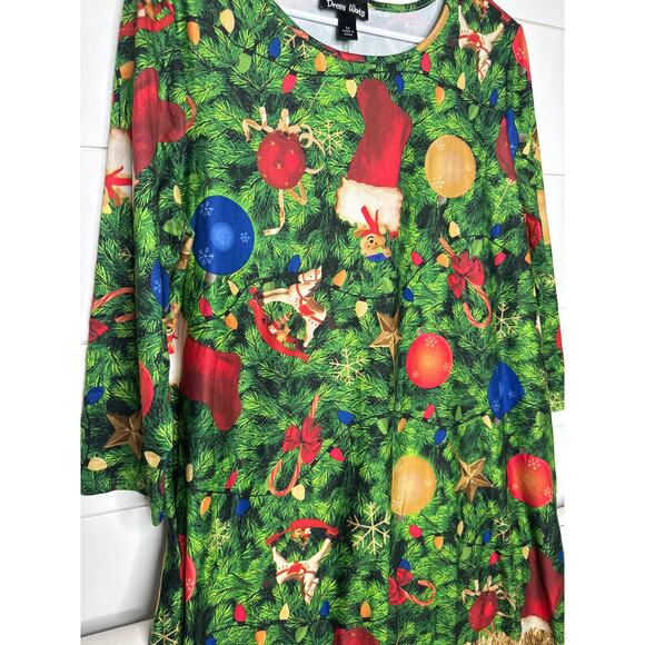Dress Works Christmas Holiday A-Line "Ugly Christmas" Dress Green SZ MEDIUM NWOT - Picture 2 of 3